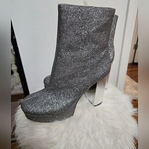 Michael Kors Glitter Silver Heeled Boots